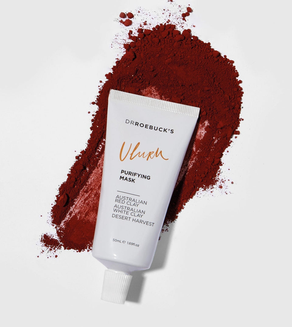 Dr Roebuck's Uluru purifying mask in tube with red powder